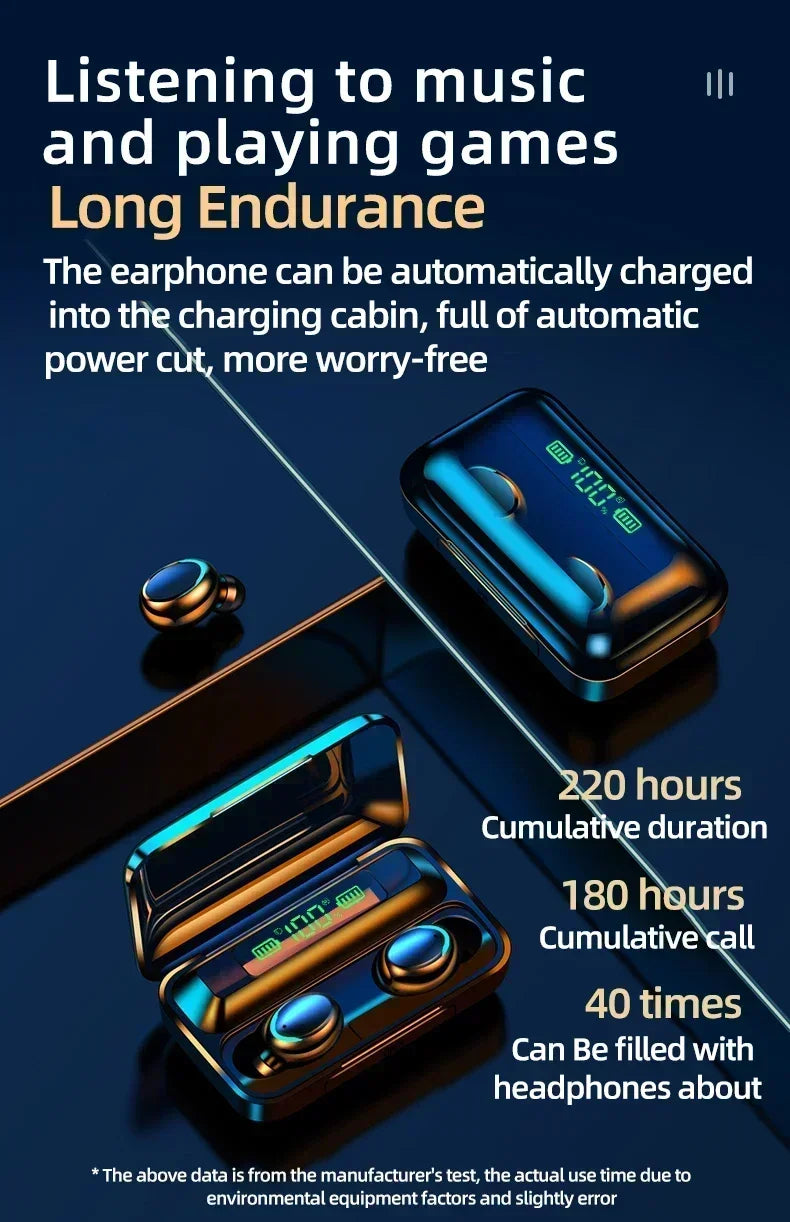 Auriculares Bluetooth 5.3 Estereo TWS F9-5 Impermeable Manos libres