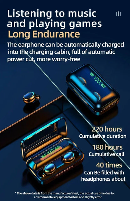Auriculares Bluetooth 5.3 Estereo TWS F9-5 Impermeable Manos libres