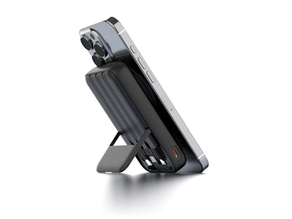 Techancy Power Bank Magnetico Sem Fios 10000mAh TF2804 15W Wireless 22.5W Carregamento Rapido com Suporte para Telemovel e Tablet Preto