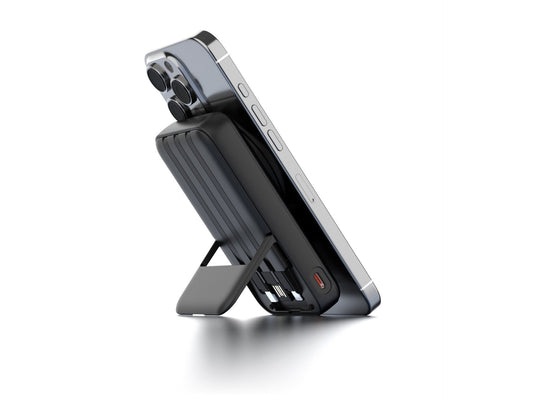 Techancy Power Bank Magnetico Sem Fios 10000mAh TF2804 15W Wireless 22.5W Carregamento Rapido com Suporte para Telemovel e Tablet Preto